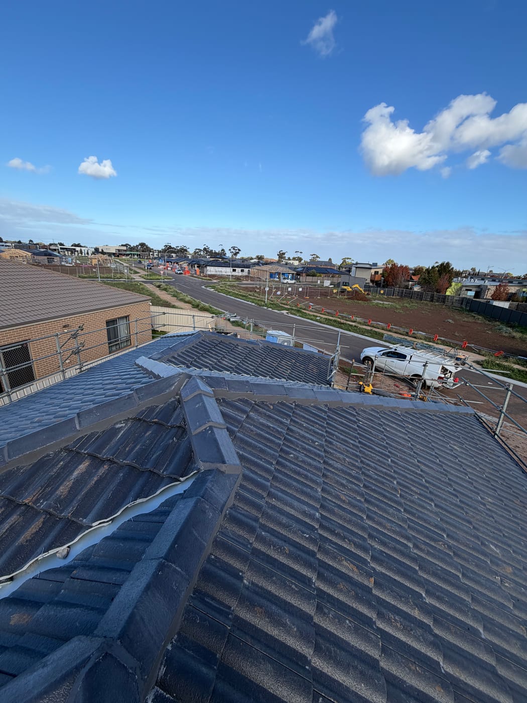 Sharp, even charcoal tile coverage seen from above